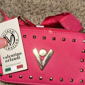 Valentino Orlandi Pink Studded Women's Camera Bag